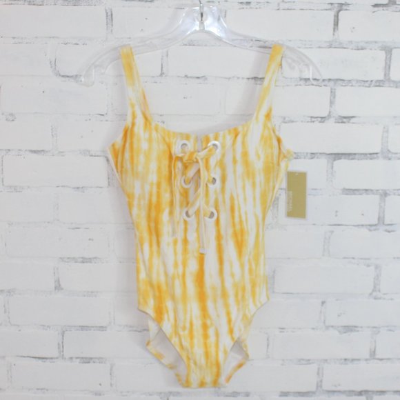 Michael Kors Lace Up Tie Dye One Piece Swimsuit - Picture 2 of 8